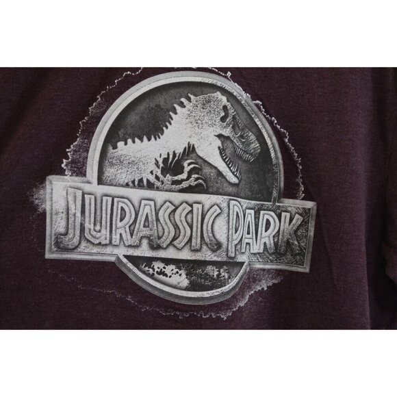 Jurassic Park World Mens T-Shirt XL Official Merch Maroon Logo Tee Universal - Picture 2 of 7